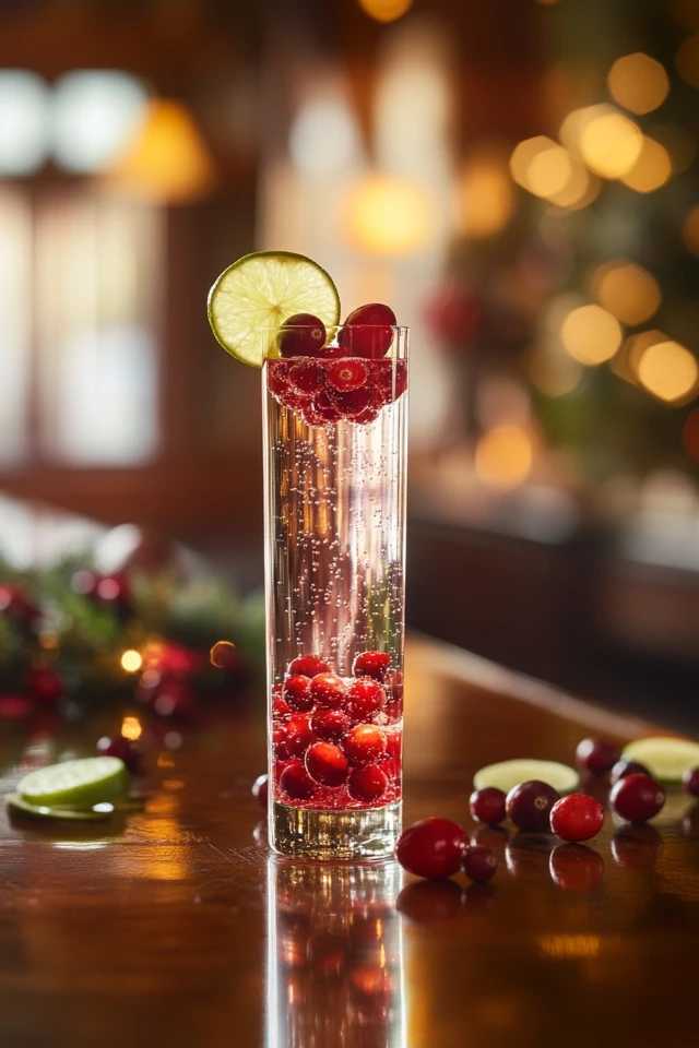 Cranberry Lime Vodka Sparkler: Tart and Festive