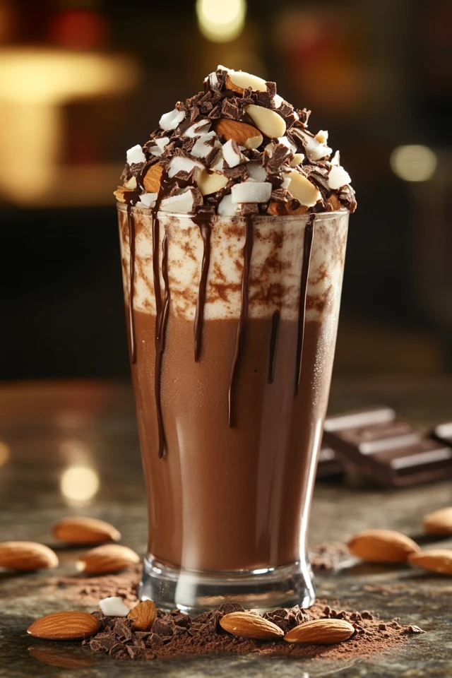 Almond Joy Protein Shake: Chocolate, Almond, and Coconut Goodness