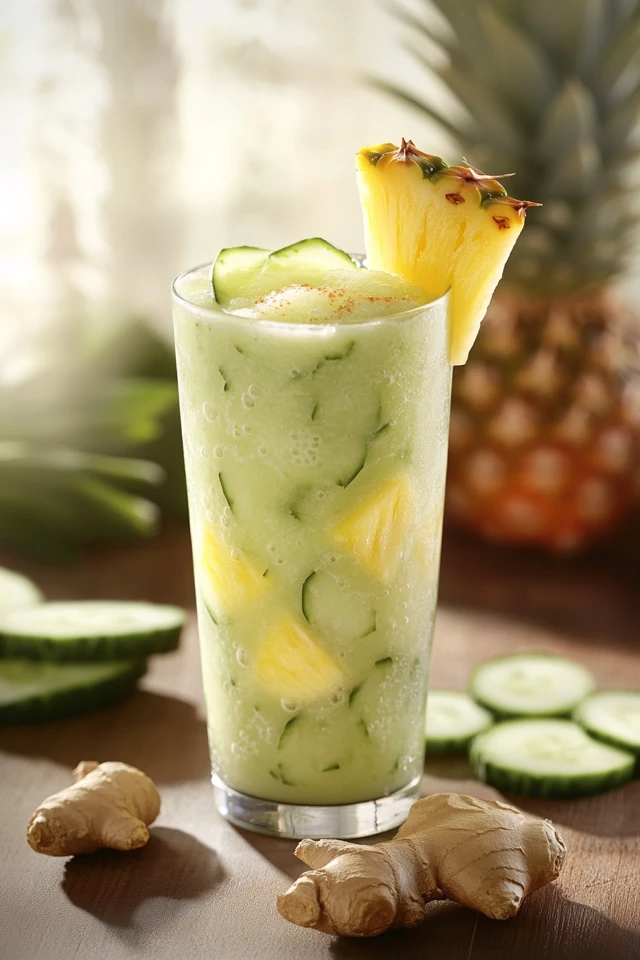 Cucumber Pineapple Ginger Smoothie: Hydrating and Spicy