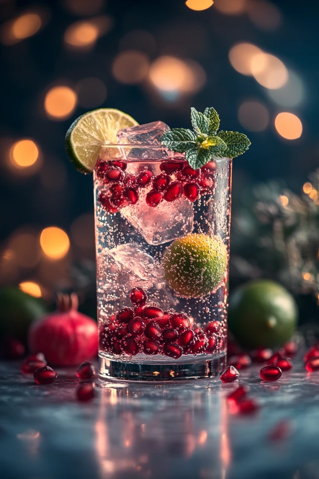 Pomegranate Lime Mint Infused Water: Sweet, Tart, and Cool