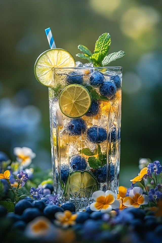 Blueberry Mint Lime Infused Water: Sweet, Cool, and Refreshing