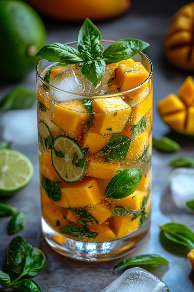 Mango Lime Basil Infused Water: Sweet, Herbal, and Tropical