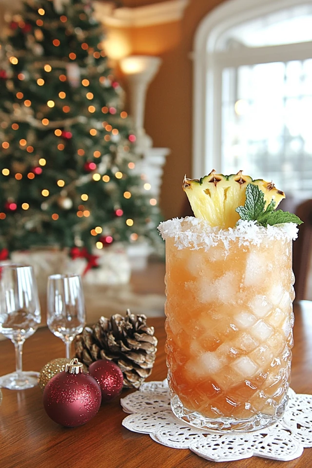 Snowy Pineapple Punch: A Tropical Holiday Drink
